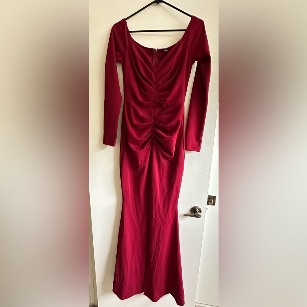 windsor deep red full length formal dress